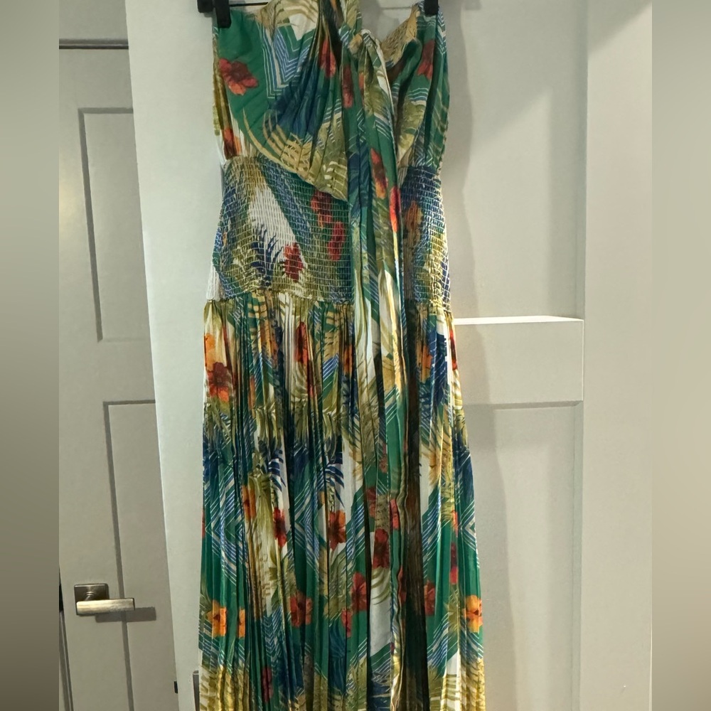 Tropical midi halter dress